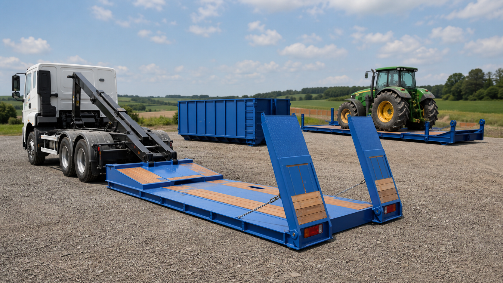 Linha Roll-on / Roll-off com plataforma, caixa e aplicações agrícolas